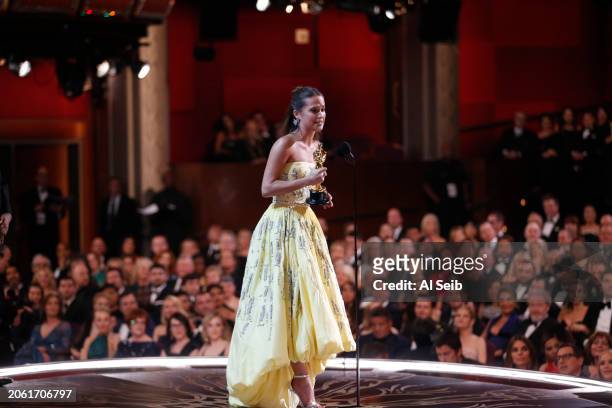 Alicia Vikander won the Oscar for Supporting Actress for THE DANISH GIRL backstage at the 88th Academy Awards on Sunday, February 28, 2016 at the...