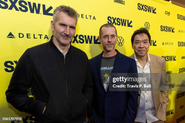 David Benioff, D.B. Weiss and Alexander Woo at the "3 Body Problem" Television Premiere as part of SXSW 2024 Conference and Festivals held at the...