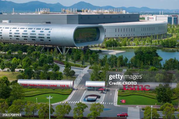 Aerial photo shows the factory of Taiwan Semiconductor Manufacturing Company in Nanjing, Jiangsu province, Aug 1, 2023. On March 8 the global foundry...