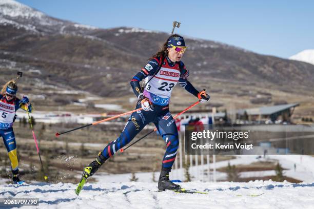 Justine Braisaz-Bouchet of France in action during the Women 7.5 km Sprint at the BMW IBU World Cup Biathlon Soldier Hollow - Utah on March 8, 2024...