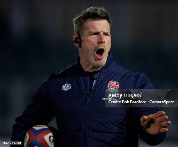 England's Forwards Coach Andy Titterrell during the 2024 Six Nations Under 20s Championship match between England U20 and Ireland U20 at The...