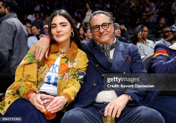 Andy Garcia and his daughter Alessandra Garcia-Lorido attends the basketball game between Los Angeles Lakers and Milwaukee Bucks at Crypto.com Arena...