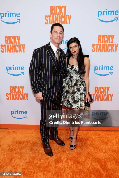 John Cena and Shay Shariatzadeh attend the "Ricky Stanicky" New York Premiere at Regal E-Walk on March 05, 2024 in New York City.