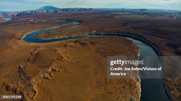 Navajo View Point on Lake Powell as seen from air, Page, Arizona.