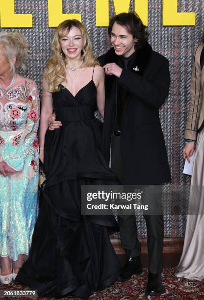 Ellie Rae Winstone and guest attend the UK Series Global Premiere of "The Gentlemen" at the Theatre Royal Drury Lane on March 05, 2024 in London,...