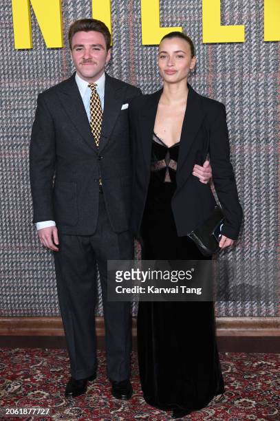 Rocco Ritchie and Olivia Monjardin attend the UK Series Global Premiere of "The Gentlemen" at the Theatre Royal Drury Lane on March 05, 2024 in...