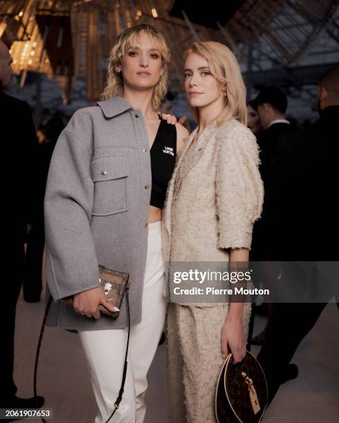 Agathe Rouselle and Stacy Martin attends the Louis Vuitton Womenswear Fall/Winter 2024-2025 show as part of Paris Fashion Week on March 05, 2024 in...