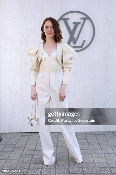 Emma Stone attends the Louis Vuitton Womenswear Fall/Winter 2024-2025 show as part of Paris Fashion Week on March 05, 2024 in Paris, France.