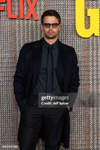 Theo James attends the UK Series Global Premiere of "The Gentlemen" at the Theatre Royal Drury Lane on March 05, 2024 in London, England.