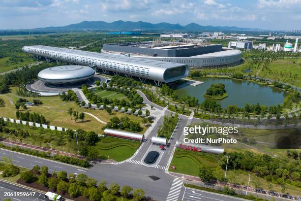 An aerial photo is showing the factory of Taiwan Semiconductor Manufacturing Company in Nanjing, Jiangsu province, China, on August 1, 2023. TSMC...
