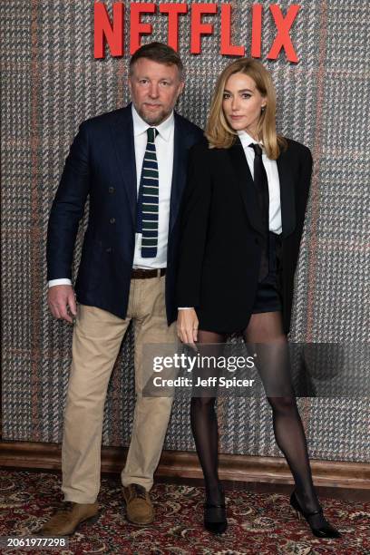 Guy Ritchie and Jacqui Ainsley attend the UK Series Global Premiere of "The Gentlemen" at the Theatre Royal Drury Lane on March 05, 2024 in London,...