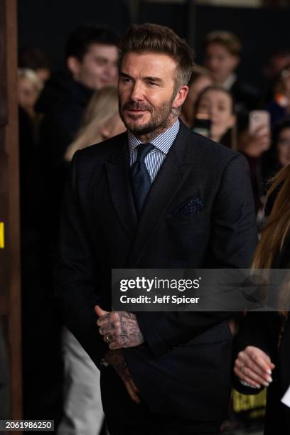 David Beckham attends the UK Series Global Premiere of "The Gentlemen" at the Theatre Royal Drury Lane on March 05, 2024 in London, England.