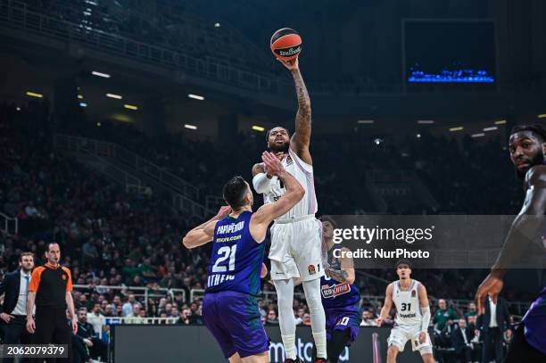 Deshaun Thomas of LDLC ASVEL Villeurbanne is playing in the Euroleague, Round 28, match between Panathinaikos Athens and LDLC ASVEL Villeurbanne at...