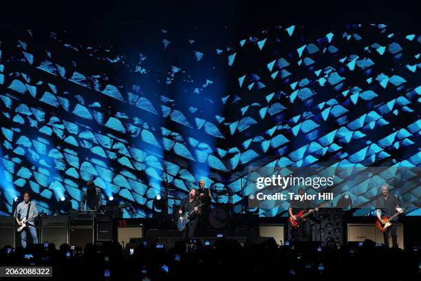 Chris Shiflett, Rami Jaffee, Dave Grohl, Josh Freese, Nate Mendel, and Pat Smear of Foo Fighters perform at the Power to the Patients Foo Fighters...