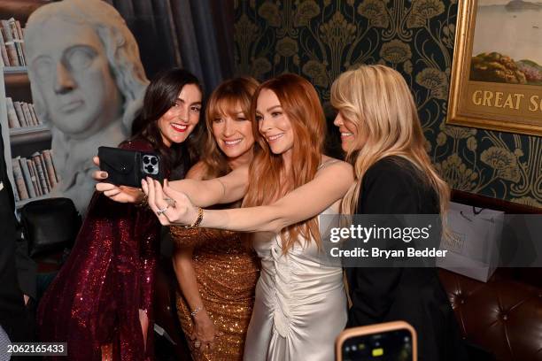 Aliana Lohan, Jane Seymour, Lindsay Lohan, and Dina Lohan attend the Irish Wish New York Premiere after party at The Long Room on March 05, 2024 in...