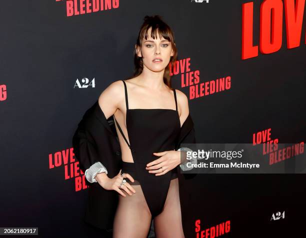 Kristen Stewart attends the Los Angeles Premiere Of A24's "Love Lies Bleeding" at Fine Arts Theatre on March 05, 2024 in Beverly Hills, California.
