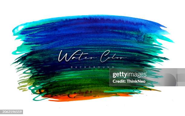 stockillustraties, clipart, cartoons en iconen met abstract watercolor brush strokes isolated on white background - navy watercolor swatch