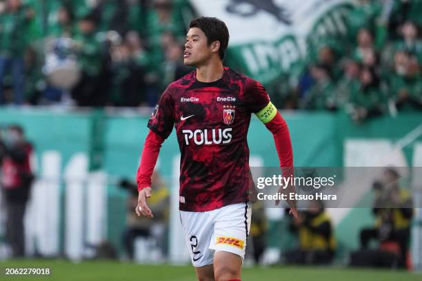 Hiroki Sakai of Urawa Red Diamonds in action during the J.LEAGUE MEIJI YASUDA J1 2nd Sec. Match between Urawa Red Diamonds and Tokyo Verdy at Saitama...