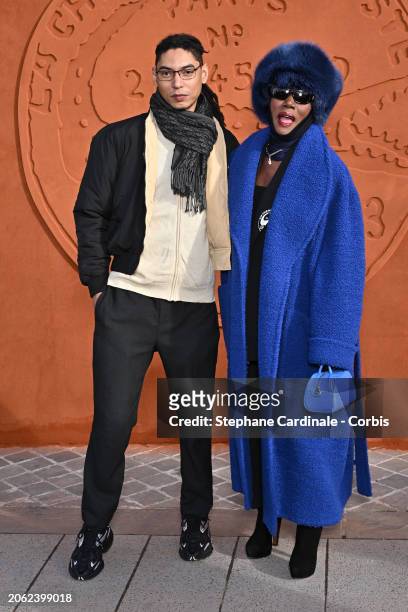 Paulo Goude and Grace Jones attend the Lacoste Womenswear Fall/Winter 2024-2025 show as part of Paris Fashion Week on March 05, 2024 in Paris, France.