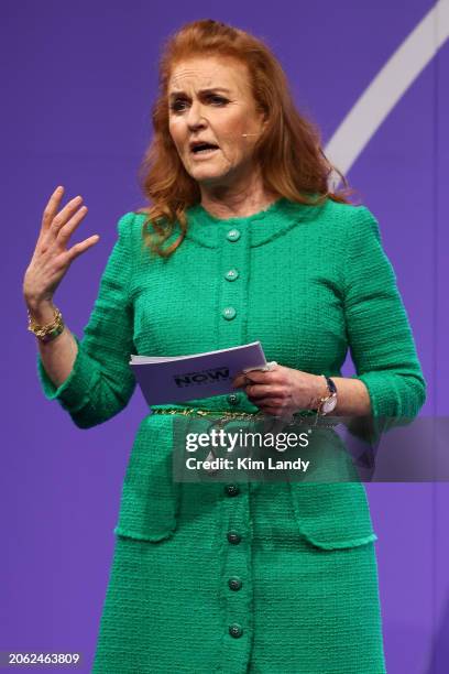 Sarah Ferguson, Duchess of York speaks onstage during the Global Citizen NOW: Melbourne & Global Citizen Nights at Melbourne Park on March 6, 2024 in...