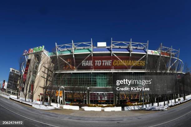 General overall view of the FedEx Field exterior on Sunday, January 21, 2024 in Landover, Md.