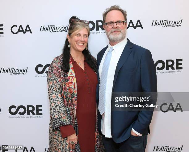 Holiday Reinhorn and Rainn Wilson attend CORE's Pre-Oscars Benefit: An Evening Supporting Communities In Crisis at Ross House on March 05, 2024 in...