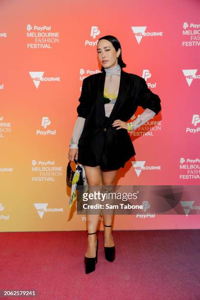 Melissa Leong arrives for the Suit Up Runway at Melbourne Fashion Festival 2024 on March 06, 2024 in Melbourne, Australia.