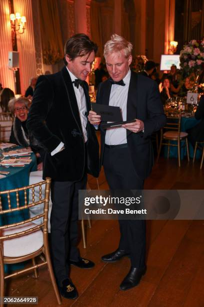 Edoardo Mapelli Mozzi and Jamie Laing attend the Blenheim Ball in aid of Starlight at Blenheim Palace on March 8, 2024 in Woodstock, England.