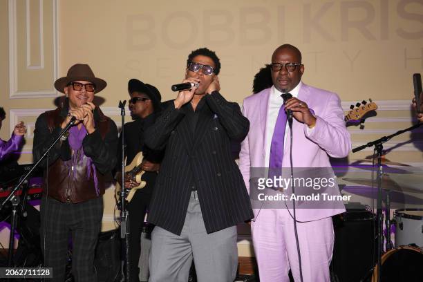 Howard Hewet, Eric Benét and Bobby Brown perform at Bobbi Kristina Serenity House 4th Annual Gala on March 04, 2024 in Los Angeles, California.