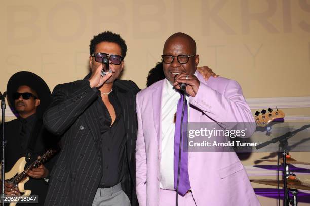 Eric Benét and Bobby Brown perform Bobbi Kristina Serenity House 4th Annual Gala on March 04, 2024 in Los Angeles, California.