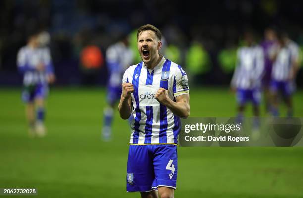 Will Vaulks of Sheffield Wednesday celebrates after their victory during the Sky Bet Championship match between Sheffield Wednesday and Plymouth...