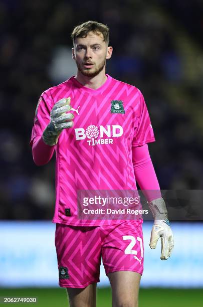Conor Hazard of Plymouth Argyle looks on during the Sky Bet Championship match between Sheffield Wednesday and Plymouth Argyle at Hillsborough on...