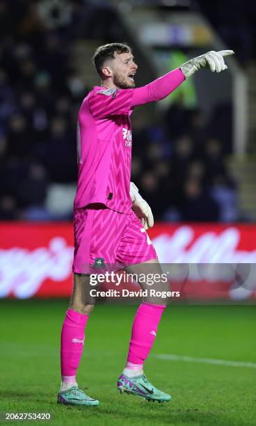 Conor Hazard of Plymouth Argyle shouts instructions during the Sky Bet Championship match between Sheffield Wednesday and Plymouth Argyle at...