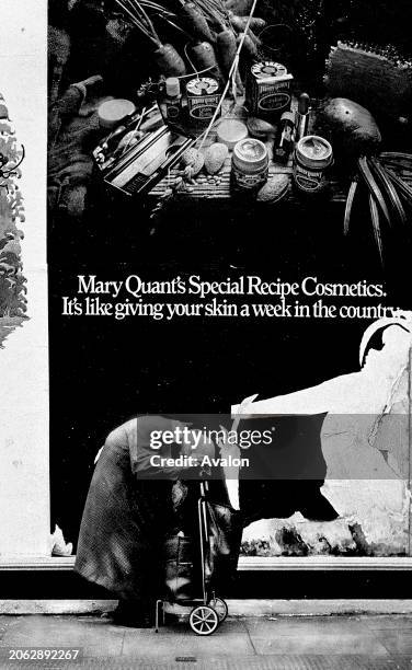 1970s Mary Quant Poster with Elderly Lady With Shopping Trolly, Deptford, London.