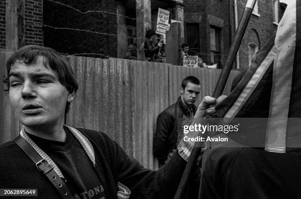 National Front Supporter with Union Jack Flag, Walworth, London, 1980.