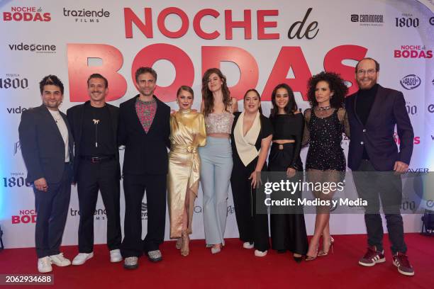 Ricardo Polanco, Ludwika Paleta, Osvaldo Benavides, Diana Santos and cast member pose for a photo during a red carpet event at Cinemex Antara Polanco...