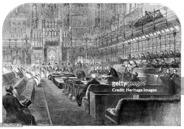 The Opening of Parliament by Royal Commission, 1862. 'Our Illustration represents the House of Lords as it appeared on the 6th February during the...
