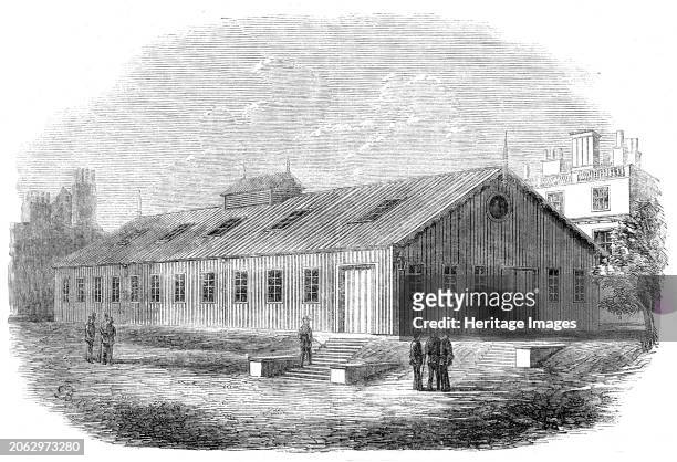 Drill-shed in Burlington Gardens, [London], erected by the South Middlesex Rifle Volunteers, 1862. In our Number for the 18th of January last we gave...