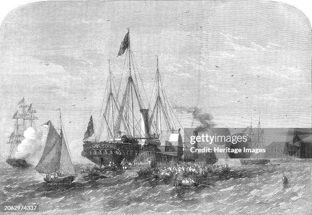 The Arrival of His Royal Highness the Prince of Wales at Alexandria, Egypt, 1862. The future King Edward VII goes to Africa. Engraving of a drawing...