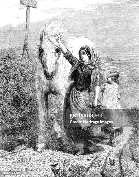 The International Exhibition: "Fetching the Old Mare Home" by F. W. Keyl, 1862. Engraving of a painting. 'This carefully and powerfully painted...