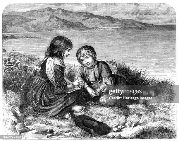 Children of the Coast, by E. J. Cobbett, in the Exhibition of the Society of British Artists, 1862. Engraving of a painting. 'It is the prerogative...