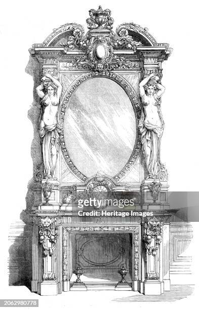 The International Exhibition: chimneypiece by Jackson and Sons, 1862. 'Our engraving sets forth a chimneypiece by Messrs. George Jackson and Sons, of...
