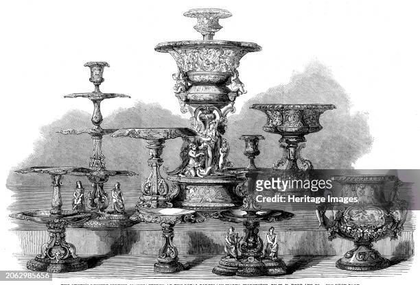 The International Exhibition: the Queen's Dessert Service, manufactured at the Royal Porcelain Works, Worcester, by W. H. Kerr, 1862. 'This costly...