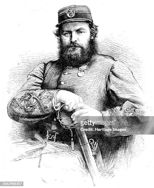 Capt. Williams, the winner of Earl Dudley's prize at the recent National Rifle Contest at Wimbledon, 1862. Engraving from a photograph by Mr. Herbert...