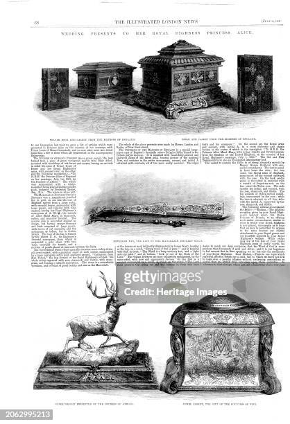 Wedding presents to Her Royal Highness Princess Alice, 1862. Prayer book and casket from the Matrons of England, Bible and casket from the Maidens of...