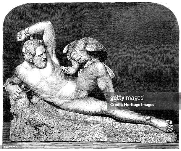 The International Exhibition: "Prometheus", a marble statue by Guiseppe [sic] Croft, 1862. 'This sculpture...is too painfully real in expression and...