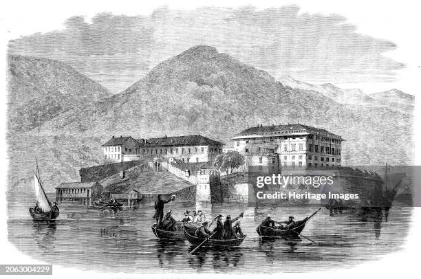 Garibaldi's quarters at Varignano, Spezia - from a sketch by M. Beaucé, 1862. 'Varignano [the gaol of "The Prisoner of Italy"] is situated on an...