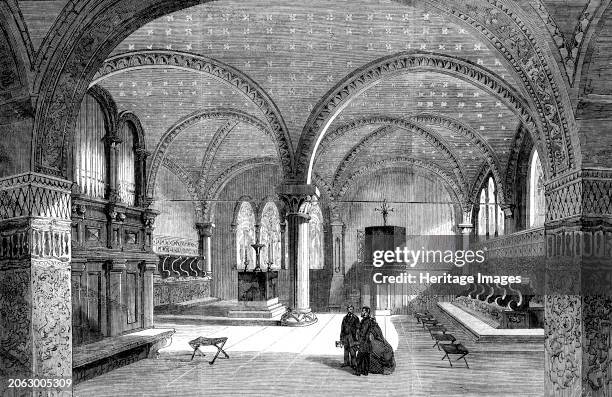 Luther's chapel at Wartburg Castle, 1862. View of '...the chapel in which the great reformer preached...Luther, besides completing a large portion of...