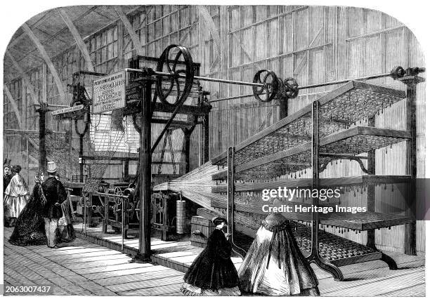 The International Exhibition: Messrs. Henderson and Co.'s carpet power-loom, 1862. 'The power-loom exhibited by this firm is adapted for weaving...