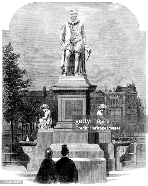 The Statue of Sir Hugh Myddelton at Islington-green [in London], sculptured by the late John Thomas, 1862. '...a fine public monument...to the memory...